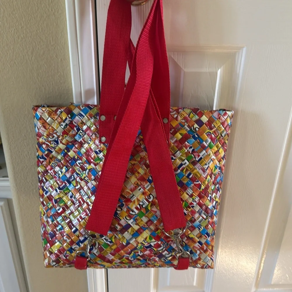 Vintage Candy wrapper multicolor Backpack with Artistic Design one of the kind